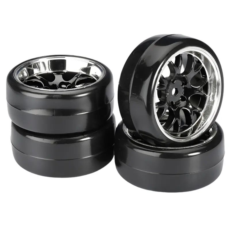 Absima 1/10 Drift Lp Wheel Set Comb Profile B Black Chrome (4Pcs) 1