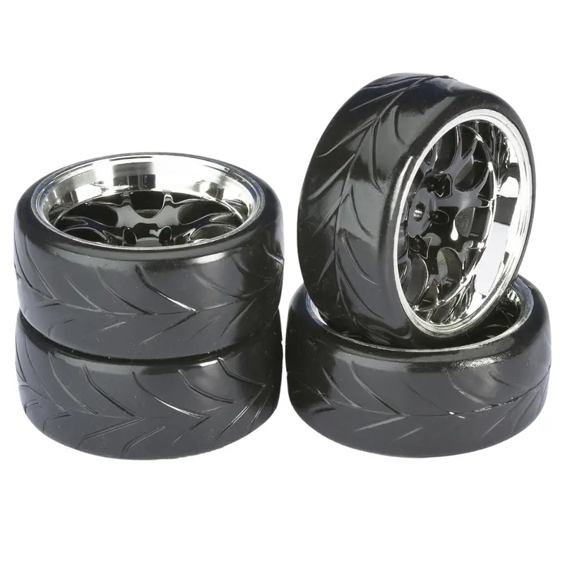 Absima Wheel Set Drift Lp Comb Profile A Black Chrome 1:10 Ab2510040 1