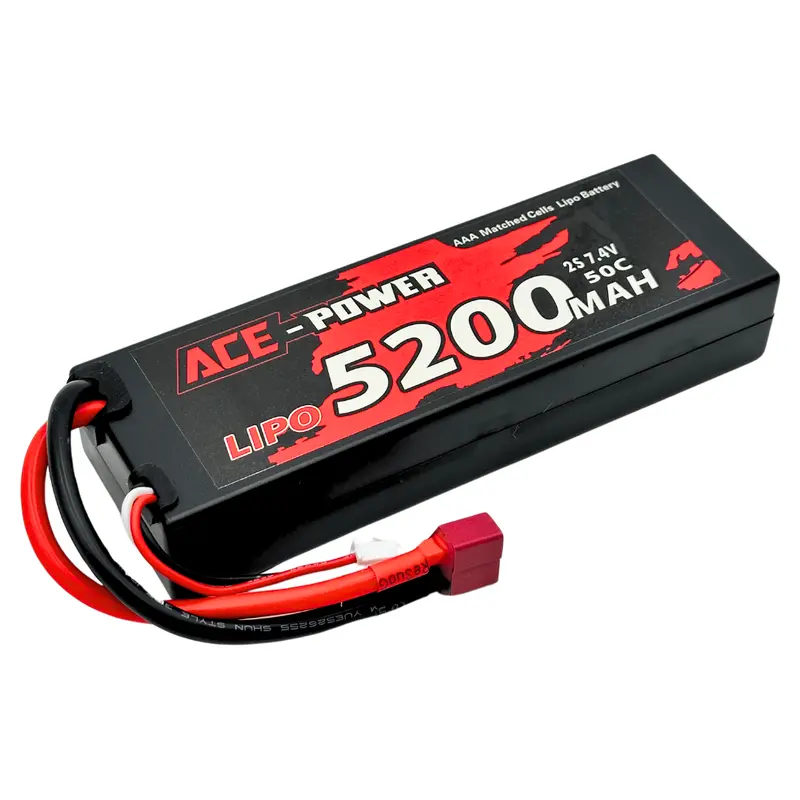 Ace Power 2S 5200Mah 50C 7.4V Hard Case Lipo Battery W/ Deans Connector 1