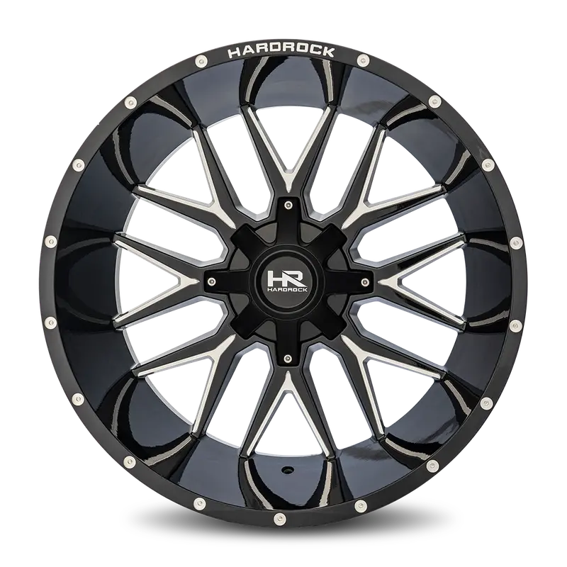 Aluminum Wheels Affliction 24X14 6X135/139.7 -76 108 Gloss Black Milled Hardrock Offroad 1