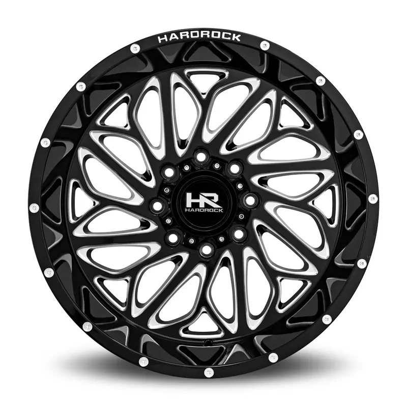 Aluminum Wheels Blacktop Xposed 24X14 5X127 -76 78.1 Gloss Black Milled Hardrock Offroad 1
