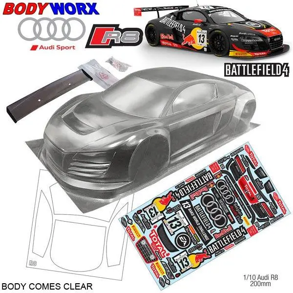 Bodyworx Audi R8 Gt3 1/10Th Clear Body-Shell 200Mm Bwx-N115 1