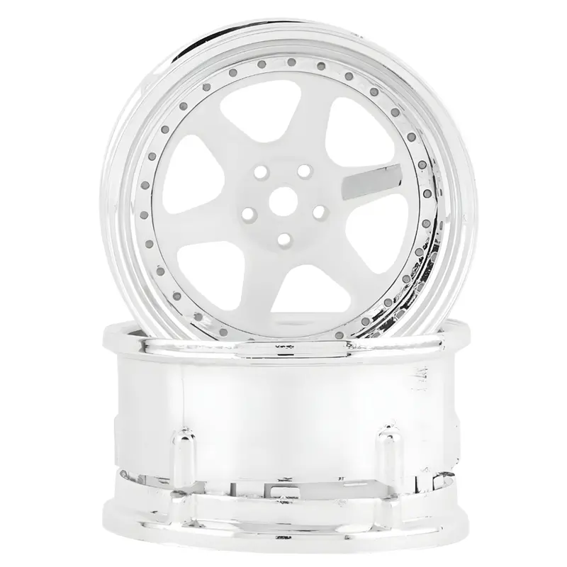 Ds Racing Element Ii 1/10 6-Spoke Drift Wheels (White/Chrome) 2Pc De210 1