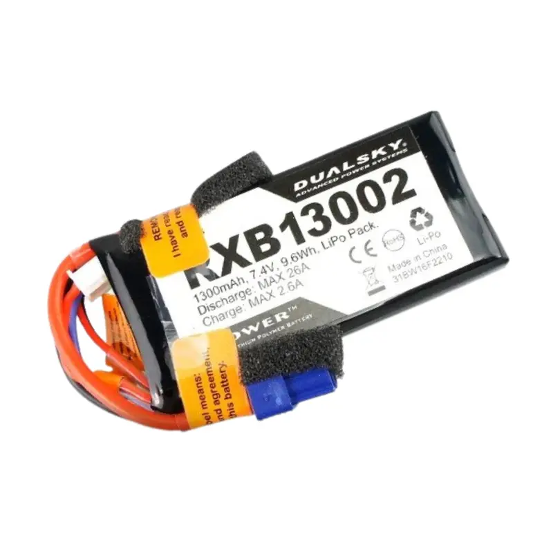 Dualsky 1300Mah 2S 7.4V 25C Lipo Receiver Battery Ivm W/Jr Plug Dsrxb13002 1