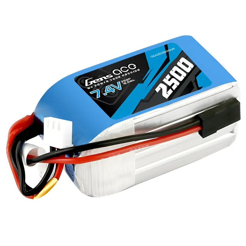 Gens Ace 2500Mah 7.4V 2S Rx Soft Case Lipo Battery Jr Gea2s2500rxjr 1