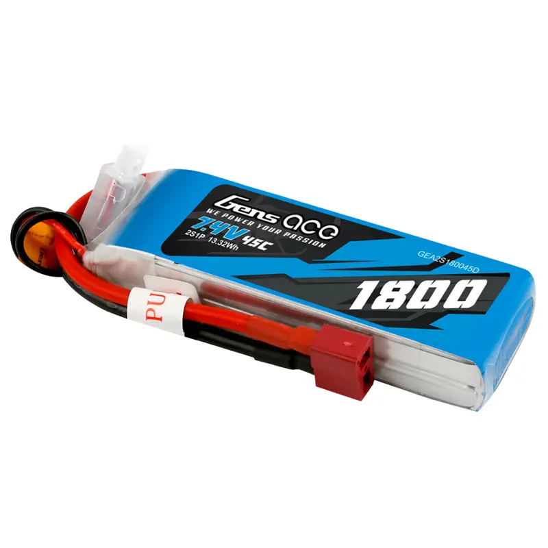 Gens Ace 2S 1800Mah 7.4V 45C Soft Case Lipo Battery W/Deans Gea2s180045d 1