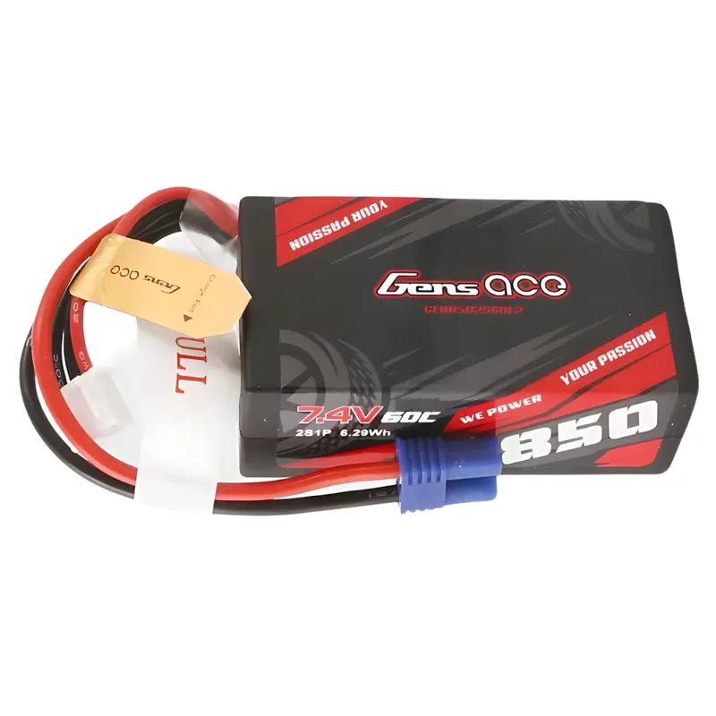 Gens Ace 2S 850Mah 7.4V 60C Hardcase Lipo Ec2 Gea8502s60e2 1