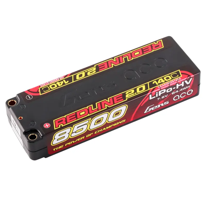 Gens Ace 2S Redline 2.0 8500Mah 140C 7.6V Hardcase Lipo Battery 5.0Mm Bullet 1