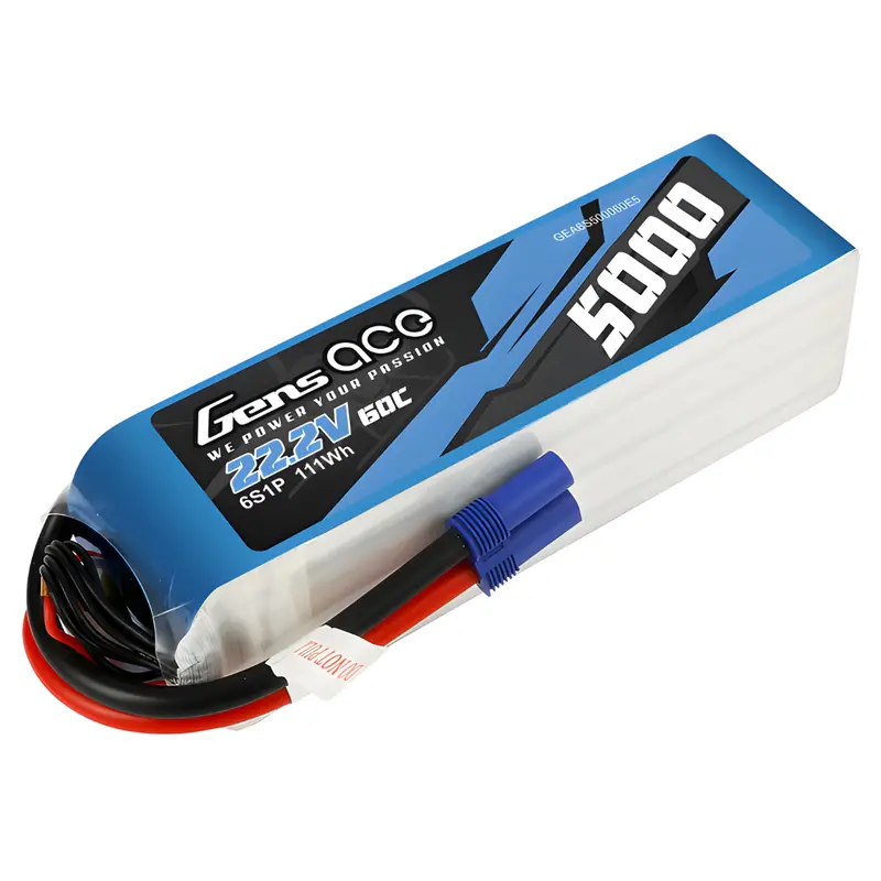 Gens Ace 6S 5000Mah 22.2V 60C Ec5 Lipo Battery (Fit Maxx Slash) Gea6s500060e5 1