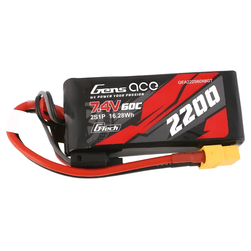 Gens Ace G-Tech 2S 2200Mah 60C 7.4V Lipo Battery (Xt60) Gea222s60x6gt 1