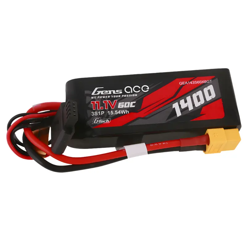 Gens Ace G-Tech 3S 1400Mah 60C 11.1V Soft Pack Xt60 Gea143s60x6gt 1