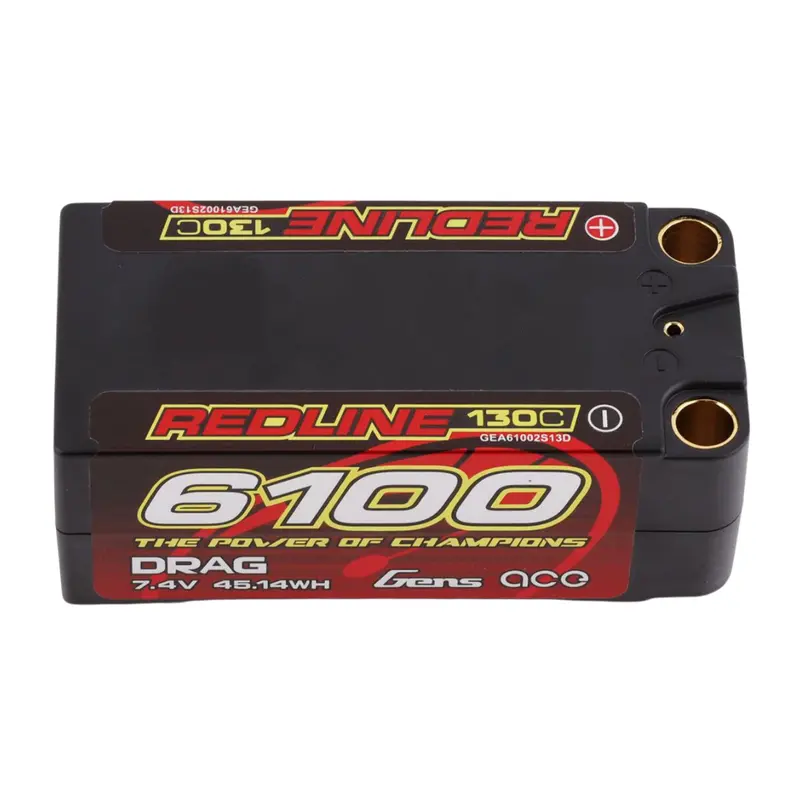 Gens Ace Redline 6100Mah "Drag" 2S 7.4V 130C Lipo Battery Pack W/ 8Mm Bullets 1