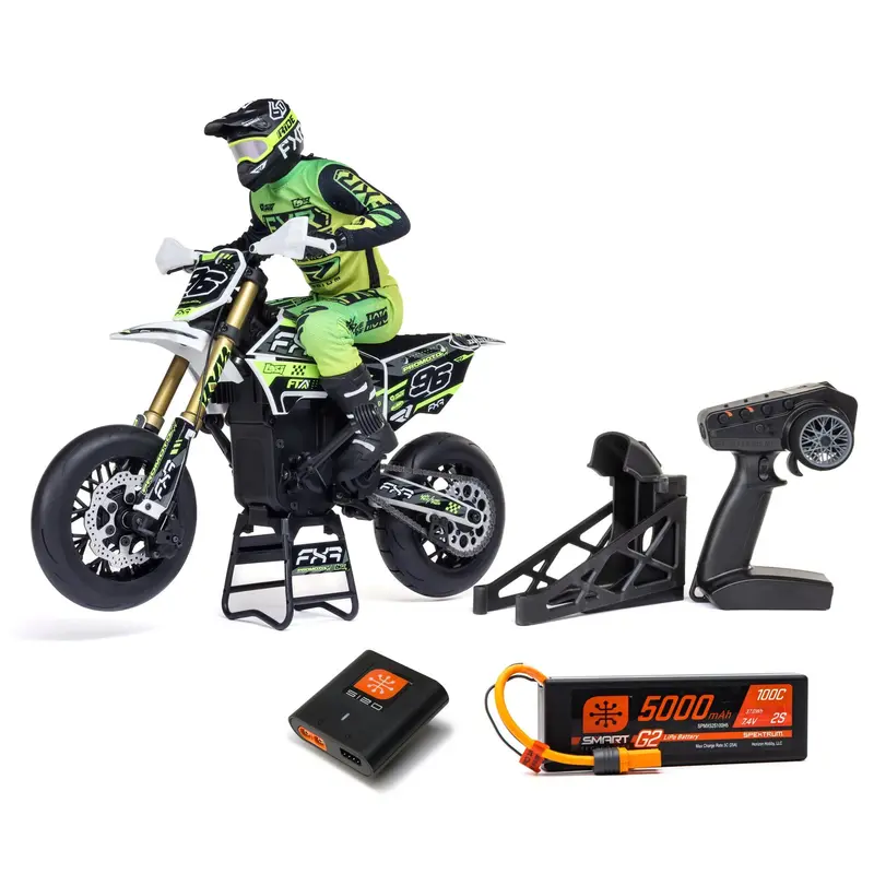 Losi Promoto-Sm 1/4 Super Moto Motorcycle Fxr White Rtr Los2310 1