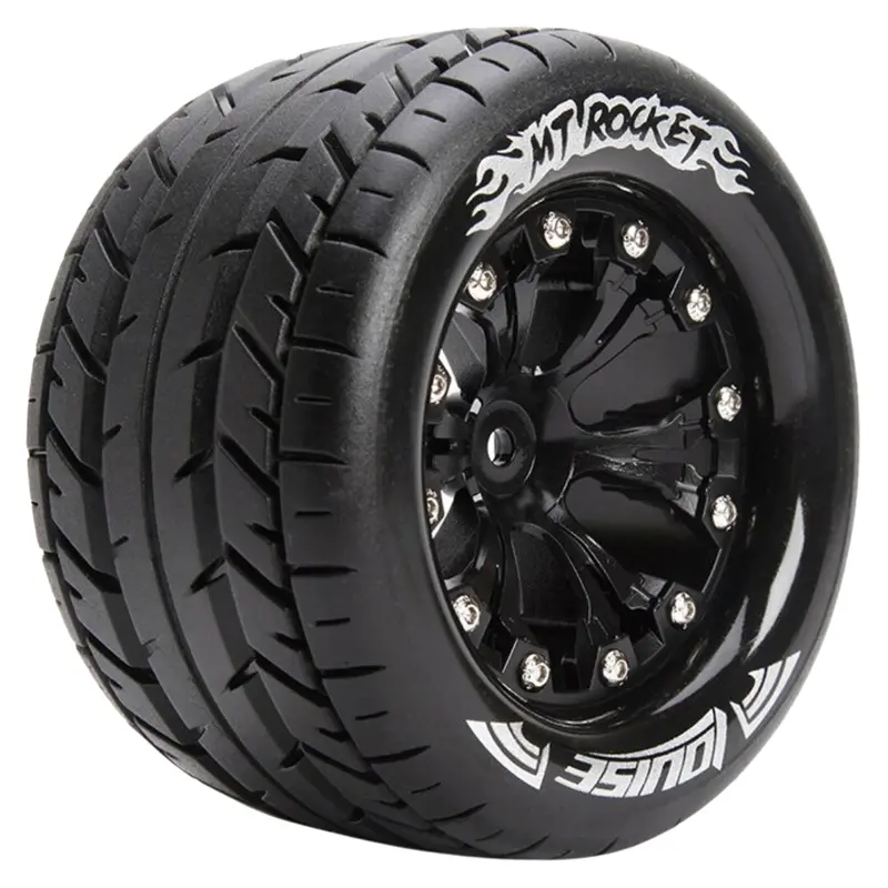 Louise 2.8" Mt-Rocket 1/10 Monster Truck Tyres On Black Rims 1/2 Offset L-T3201bh 1