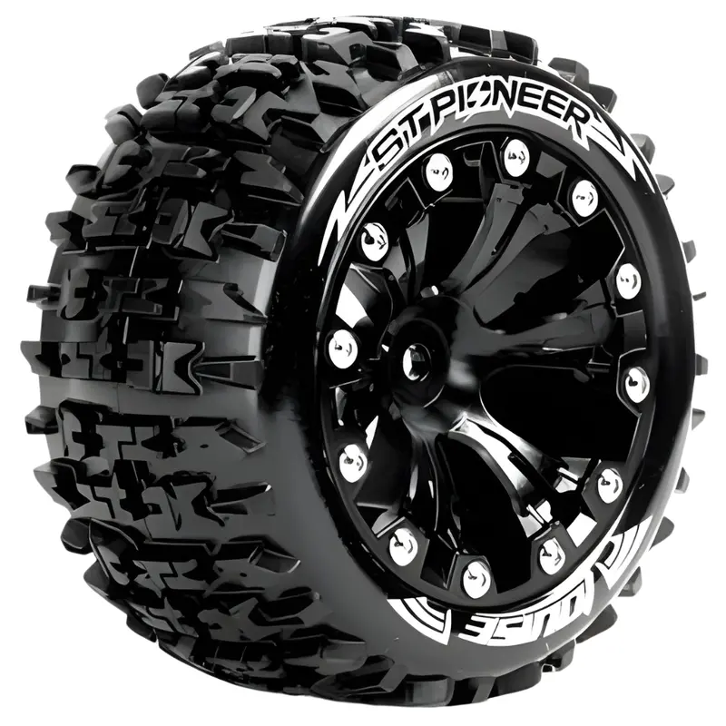 Louise 2.8" St-Pioneer Tyres On Black Spoke Rims Truck Wheels 2Pcs L-T3227bh 1