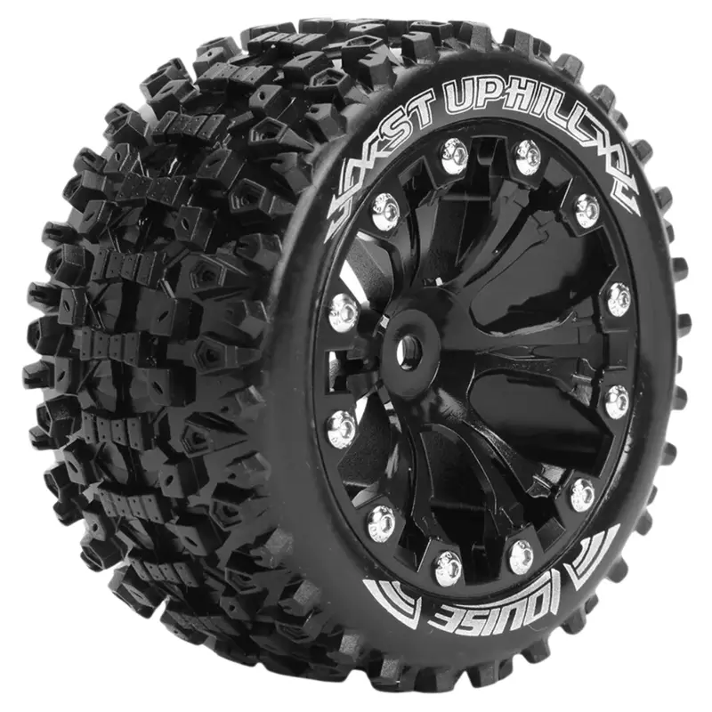 Louise 2.8" St-Uphill 1/10 Monster Truck Tyres On Black Rims 1/2 Offset (2Pc) L-T3211bh 1