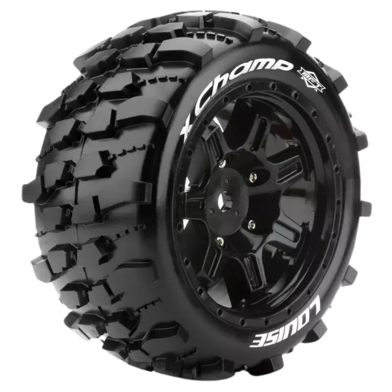 Louise 5.5" X-Champ Traxxas X-Maxx Wheels & Tyres (Mounted) 2Pcs Black L-T3349b 1