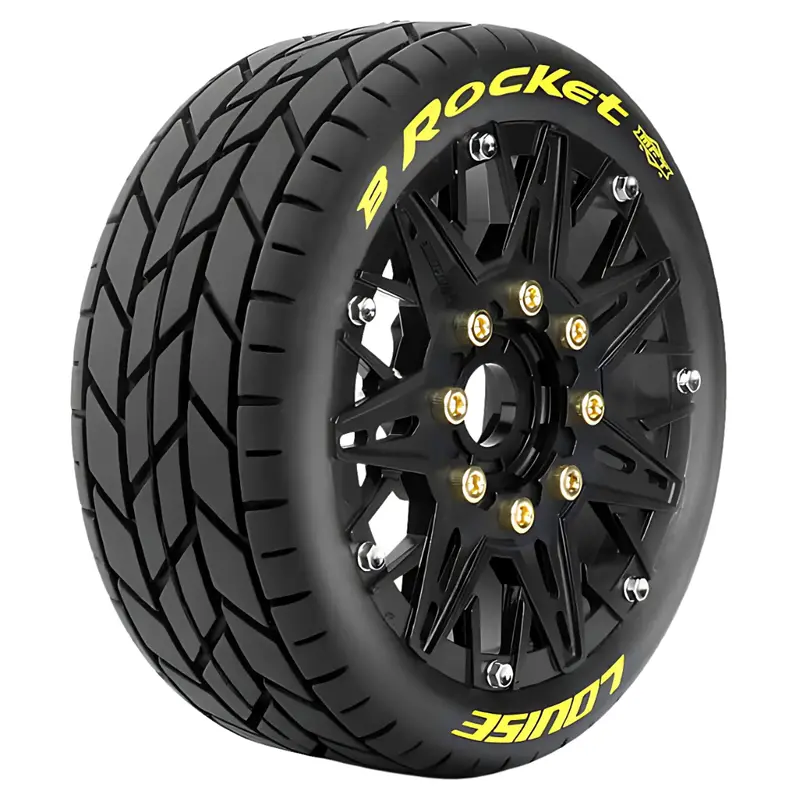 Louise Rc B-Rocket 1/8 Buggy Wheel & Tyre Set Black Removable Hex Lt-3362Sb 1