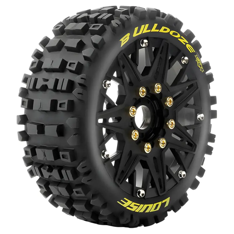 Louise Rc B-Ulldoze 1/8 Buggy Wheel & Tyre Set Black Removable Hex L-T3365sb 1