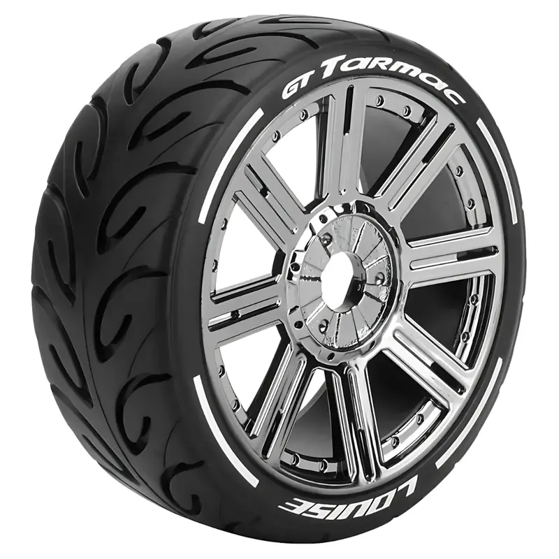 Louise Rc Mft Gt-Tarmac 1/8 Buggy Wheels & Tyres Black Chrome L-T3285vbc 1