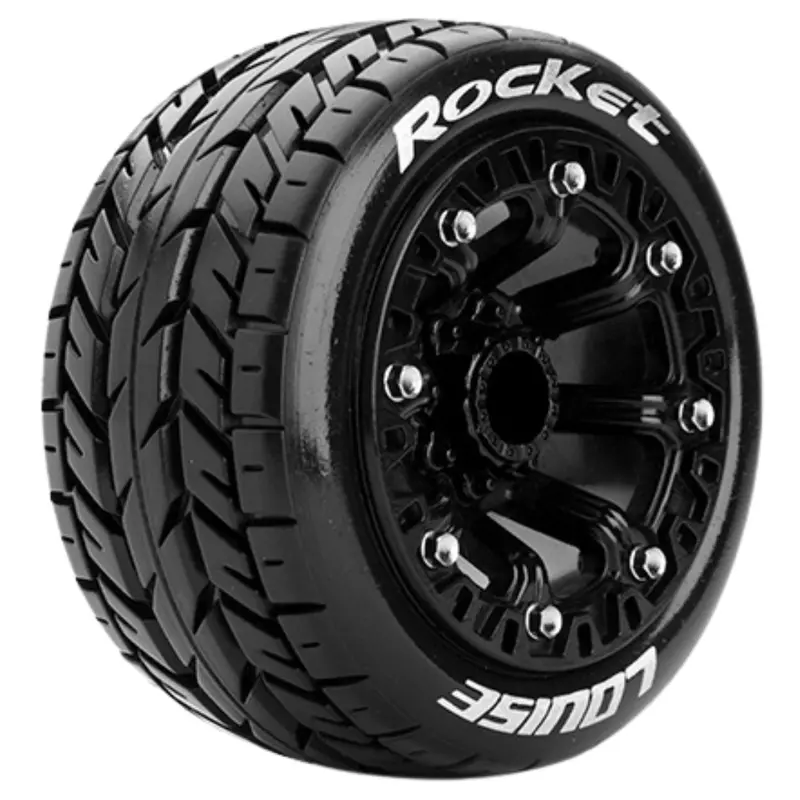 Louise St-Rocket 1/10Th & 1/16Th Scale Black Wheel & Tyre 2Pcs Off Road Lt3188sb 1