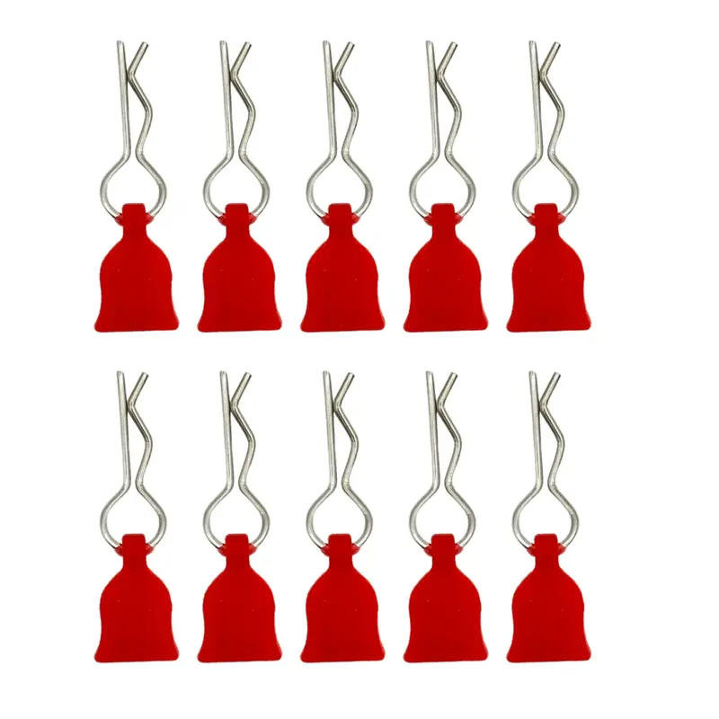 Medium Body Pins Clips 1.2Mm W/ Red Rubber Tab 10Pcs 1