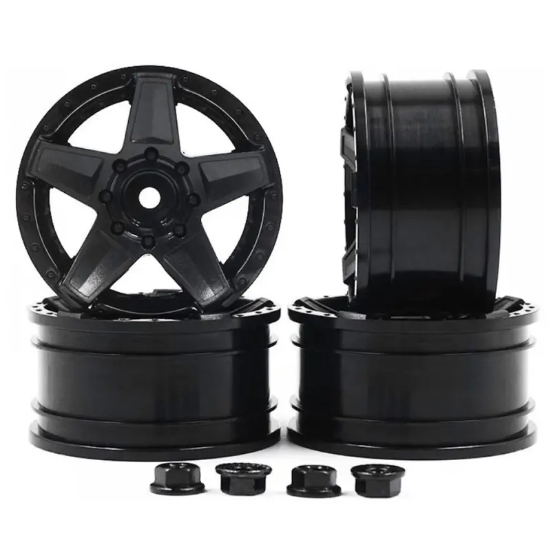 Mst 1.9" Rc Rock Crawler Wheels 1/10 Black 648 (4Pcs) +5 Offset 832072Bk 1