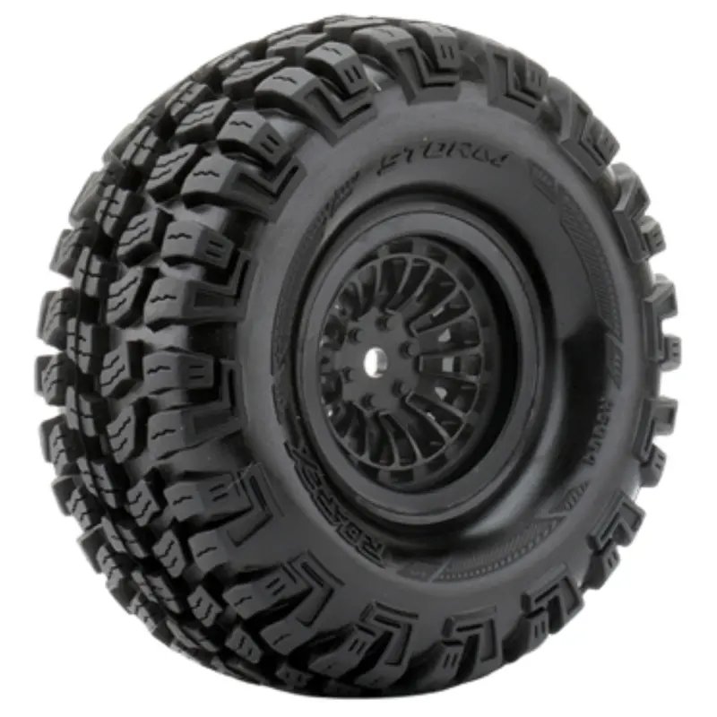 Roapex Storm 1.9 Rc Crawler Wheels & Tyres Mounted 12Mm Hex Black R6004-B 1