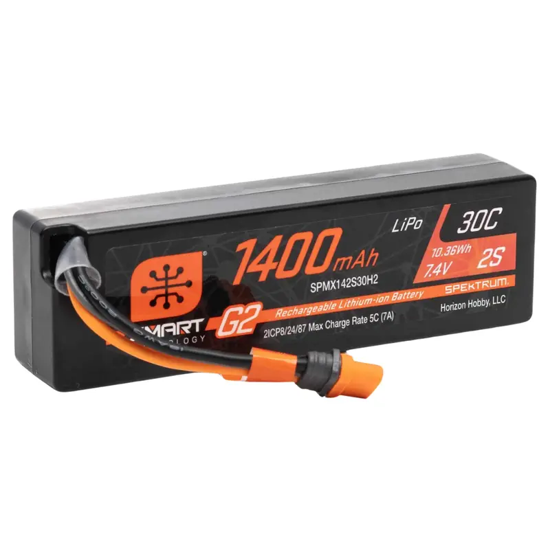 Spektrum 1400Mah 2S 7.4V Smart G2 30C Lipo Battery With Ic2 Connector Smpx142s30h2 1