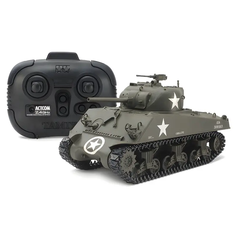 Tamiya Usa M4a3 Sherman 1/35 R/C Medium Tank W/ Control Unit 172Mm Length Kit 48217 1