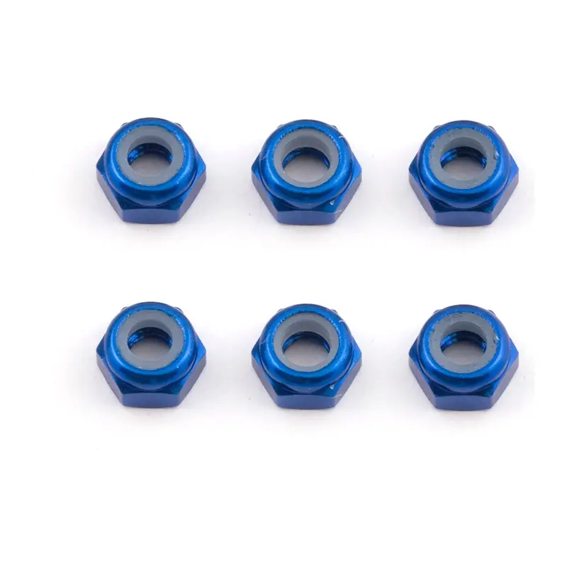 Team Associated Ft Locknuts M3 Blue Aluminum 31550 1