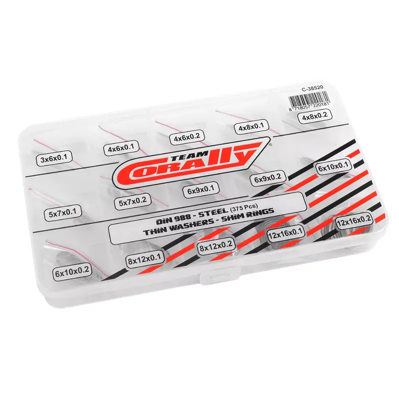 Team Corally Shim Ring Set Steel 15 Sizes 375Pcs C-38520 1
