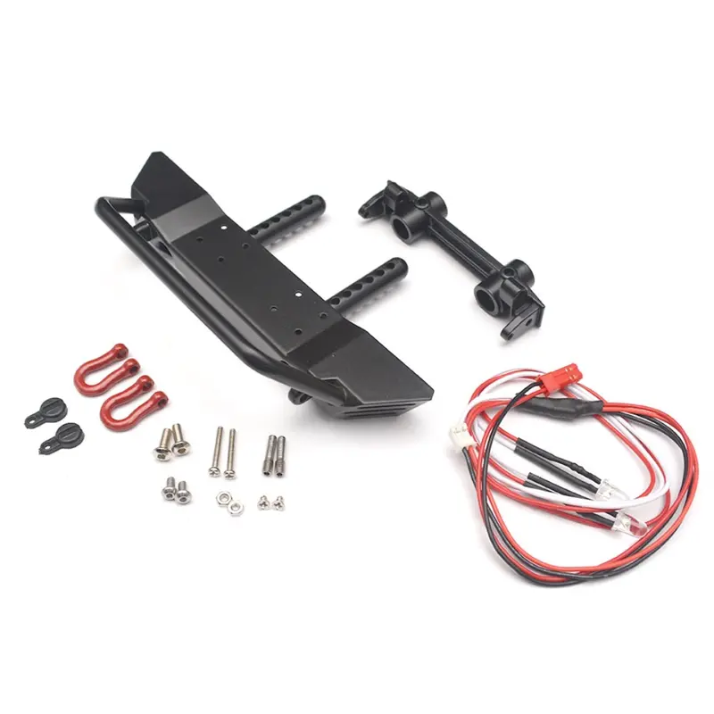 Team Raffee Co. Realistic Metal Front Bumper W/ Towing Hooks & Led Black Brq90275a 1