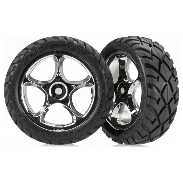 Traxxas 2.2" 1/10 Bandit Front Anaconda Tyres W/Chrome Wheels (2Pcs) 2479R 1