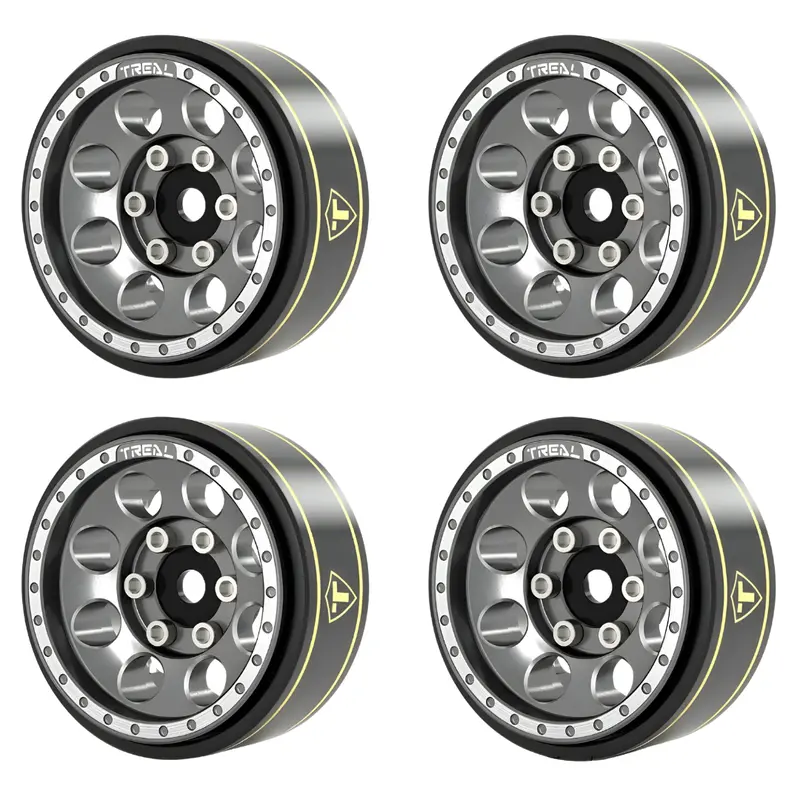Treal 1.0" Beadlock Brass Weighted Wheels Type A For Scx24 Crawler Gray 1