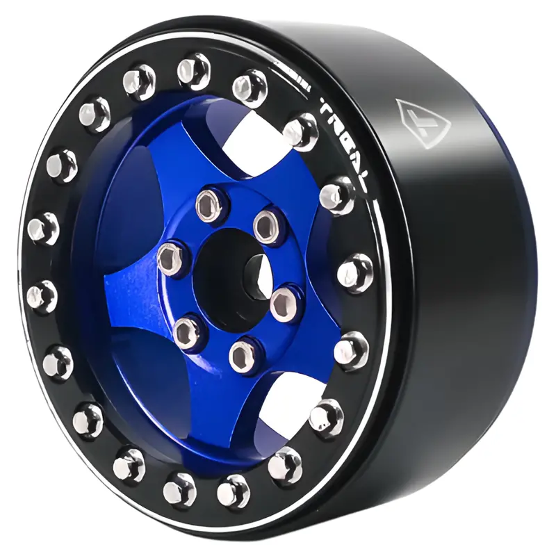 Treal 1.9 Beadlock Wheels (4) Alloy Type E Rc Rock Crawler Wheels Blue/Black 1