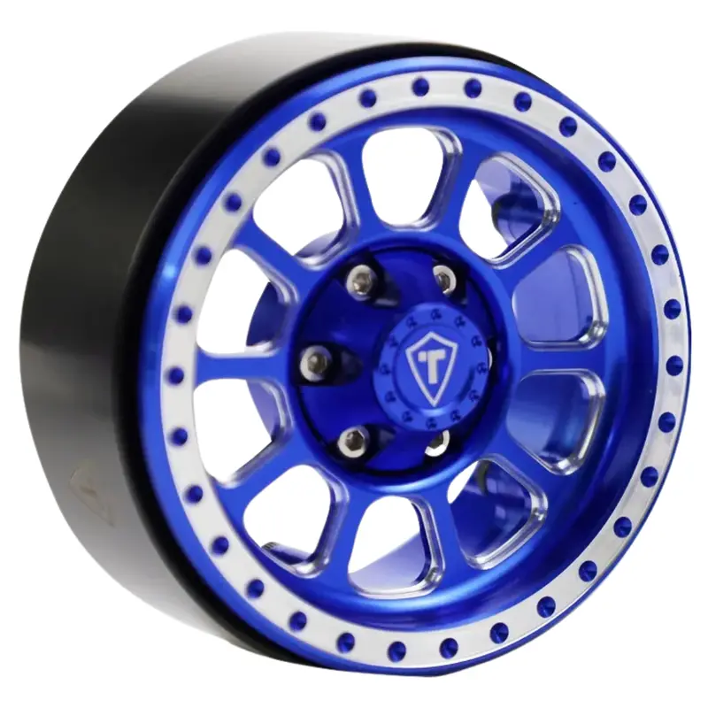 Treal 1.9" Beadlock Wheels (4) Heavy Type C Rc Rock Crawler Wheels Blue 1