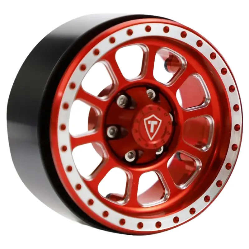 Treal 1.9" Beadlock Wheels (4) Heavy Type C Rc Rock Crawler Wheels Red 1