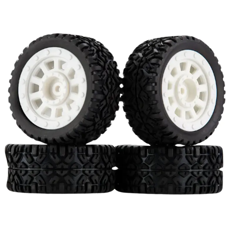 Udi 1/16 1.4" Rally Tyres On Spoke White Rims Wheels W/ 10Mm Hex 4Pcs U1601-005-A 1
