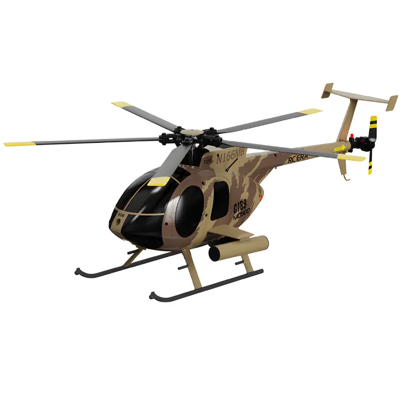Yx Rc C189 Md500e 6 Axis Gyro 320Mm Scale Rtf Rc Helicopter W/ Weapons Brown 1