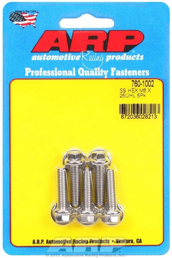 Arp 760-1002 Stainless Steel Bolt Kit – 6Mm X 1.0 X 25Mm, 5-Piece Set 1