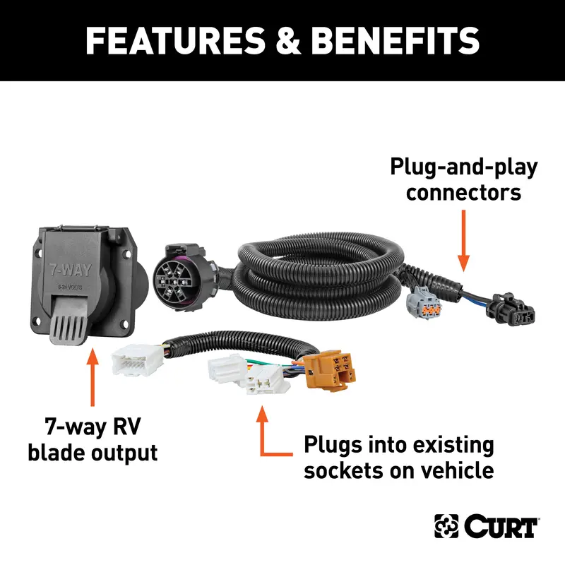 Curt 56226 Custom 7-Way Rv Blade Connector – Compatible With Select Nissan & Suzuki Models (Oem Tow Package Required) 1