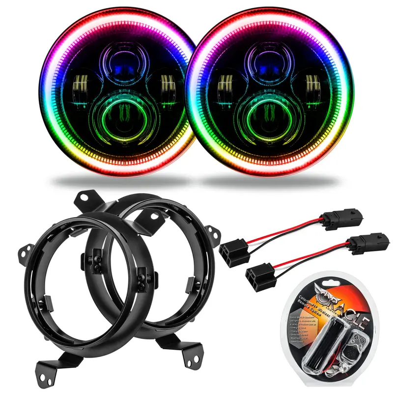 Oracle Lighting Colorshift Led Headlights – 7-Inch Round High-Power Pair With Rgb Tuning 1