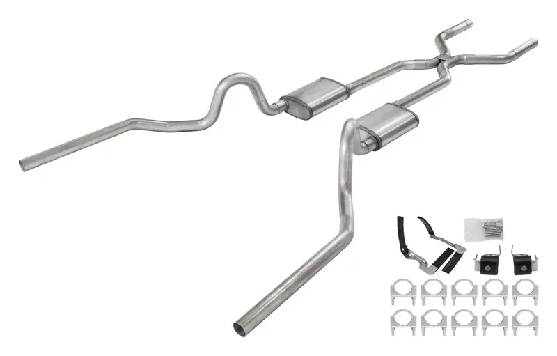 Pypes Performance Sga48T Turbo Muffler Exhaust System – 1968–1972 Oldsmobile 442, Crossmember-Back, Valance-Exit H-Pipe 1