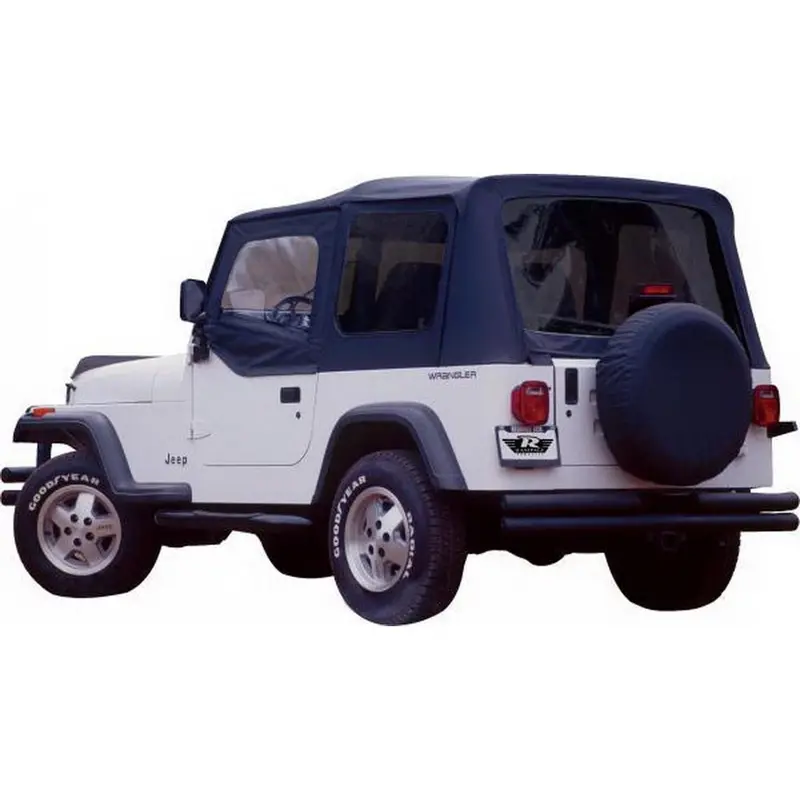 Rampage Soft Top Kit For Jeep – Black Denim With Tinted Windows And Soft Upper Doors 1