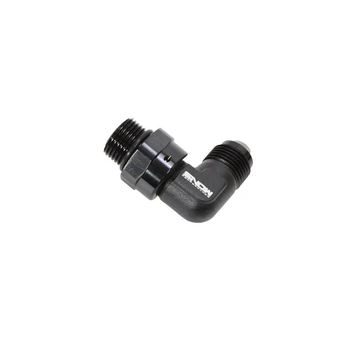 Snow Performance -8 Orb To -8 An 90° Swivel Fitting – Black Anodized, High-Pressure Coolant Or Boost Line Connection 1
