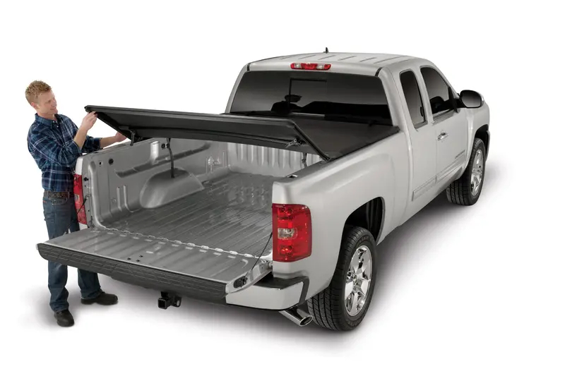 Trailfx Tfx3316 Soft Tri-Fold Tonneau Cover – Non-Locking, Black Vinyl With Aluminum Rails 1
